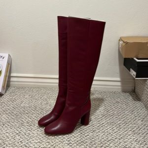 Zara Classic Burgundy Red High Leather boots